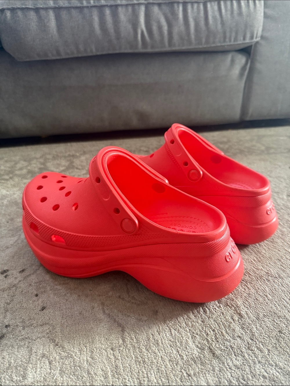CROCS Women's Platform Clogs in Bright Red